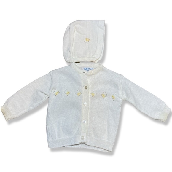 ⭐️Vintage 70s/80s Julius Berger Embroidered Duck Cardigan And Hat - Picture 1 of 8